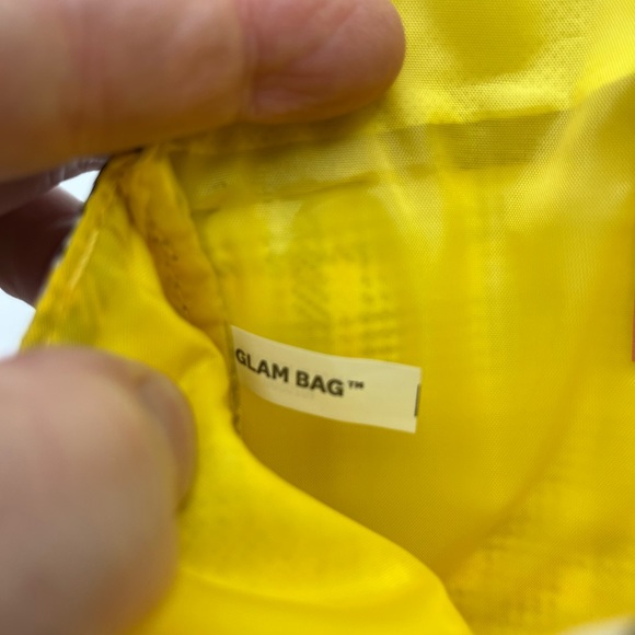 5329-PTT New IPSY Glam Cosmetics Bag Black, Yellow, & White Plaid Snap Envelope - Picture 5 of 7